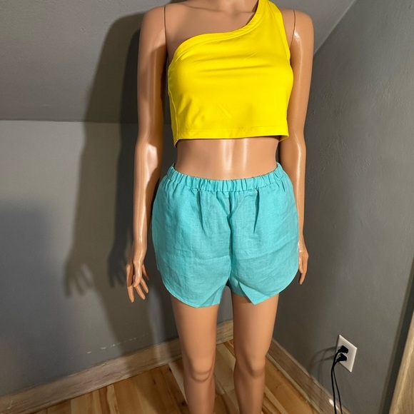 Vitamin A Tallows Linen Shorts Aqua EcoLinen Size XS NWT - Picture 6 of 9